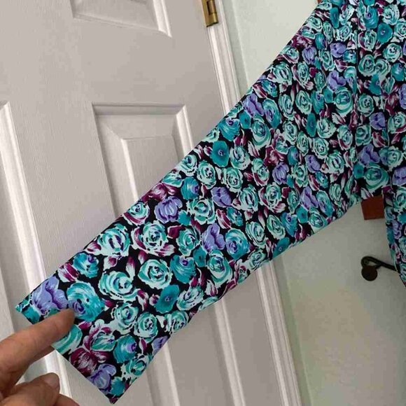 Blue and Purple Bishop Sleeve Dress - Picture 2 of 3